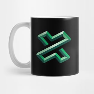 Letter X Embossed Green 3D Style Futuristic Design Mug